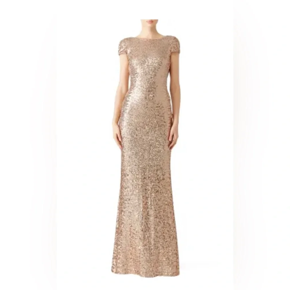 badgley mischka rose gold dress Pink Sequin Badgley Mischka Bridesmaid Dresses